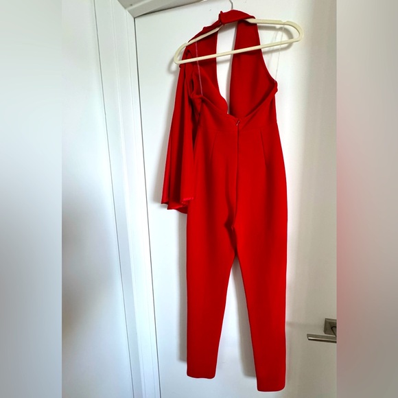 NWOT Red V-Neck Openback Jumpsuit - Picture 3 of 3